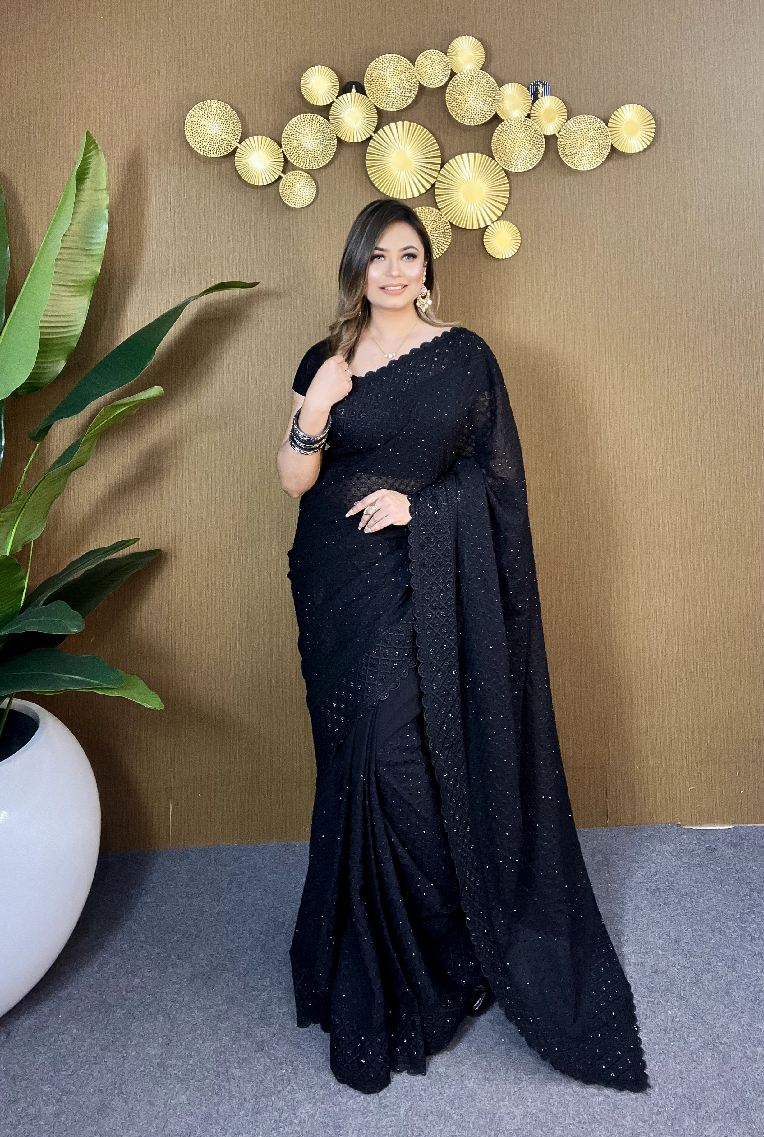 Black Diamond Soft Chiffon Georgette Saree